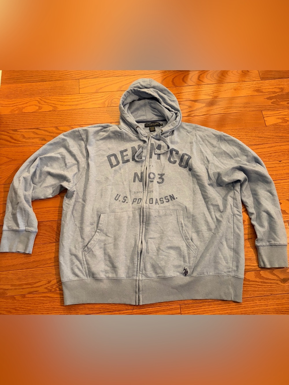 U.S. Polo Assn. Light Blue Full-Zip Hooded Sweatshirt Men’s Size 3X